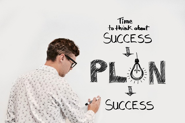 A person writes on a whiteboard displaying the phrase Time to think about success with arrows pointing from Success to Plan to Success, illustrating how automated campaigns can enhance your strategy.